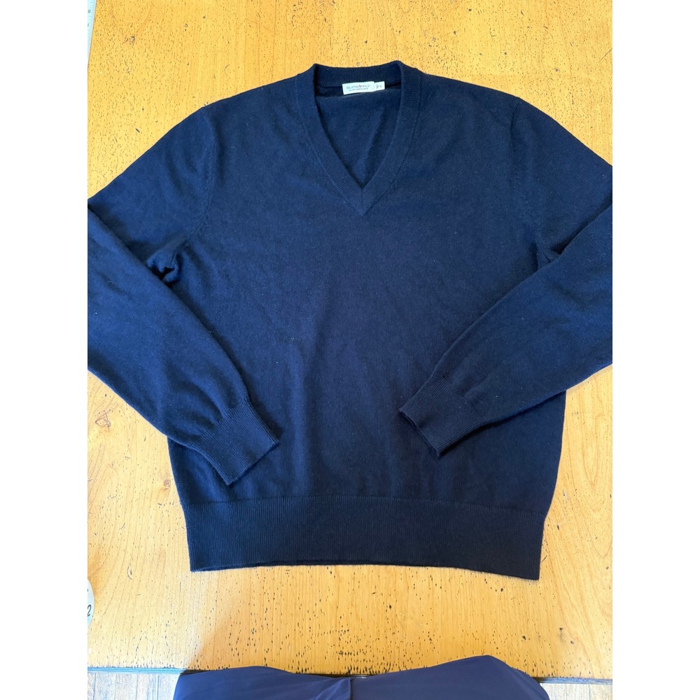 Suitsupply V-Neck XL Navy Blue Pure Cashmere Long Sleeve Knit Sweater Mens